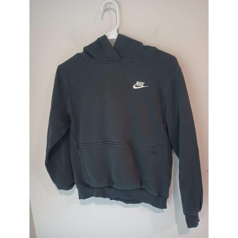 Nike Youth Large Hoodie Black Sweatshirt Swoosh Pullover Boys Girls L (12-14)
